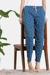 Zivame Scribbled Meadows Knit Cotton Pyjama - Lyons Blue — thumbnail 1